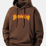 Flame Brooklyn Print Relax Fit Hoodie