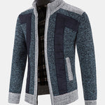 Zip Up Faux Suede Patchwork Sweater