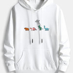 Cartoon Dinosaur Print Cotton Hoodie