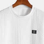 Short Sleeve Geometric Jacquard Arc Hem T-Shirt
