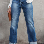 Margovil High Waist Straight Leg Ripped Denim Pants