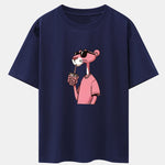 Pink Panther Print Drop Shoulder Oversize T-Shirt