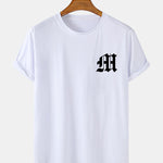 Letter Print Arc Hem T-Shirt