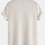 Short Sleeved Waffle V-neck Polo & Drawstring Knitted Waffle Shorts