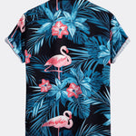 Flamingo Tropical Print Button Up Shirt & Shorts
