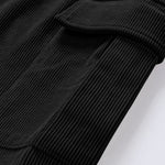 Long Line Textured Hooded Sweater & Corduroy Cargo Pants