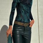 Margovil Crewneck Long Sleeves Printed Bodysuit