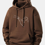 Line Dog Print Relax Fit Hoodie