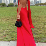 Halter Backless High Slit Maxi Party Dress