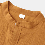 Long Sleeved Linen Look Stand Collar Shirt & Straight Leg Linen Pants