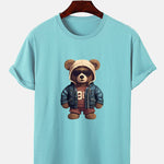Bear In Leather Jacket Print T-Shirt