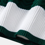 Texture Contrast Knitted V Neck Polo Shirt & Straight Leg Ribbed Pants