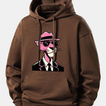 Pink Gentleman Panther Print Relax Fit Hoodie