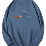 Cartoon Dinosaur Print Cotton Sweatshirt