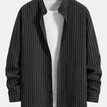 Long Sleeve Stand Collar Striped Shirt
