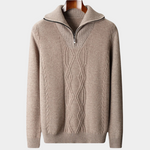PURE EXTRA-FINE MERINO WOOL HALF ZIP SWEATER