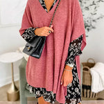 Chicest V Neck Loose Fit Solid Poncho Sweater