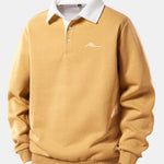 Men Print Contrast Polo Collar Sweatshirt
