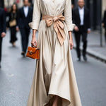 Margovil Long Sleeves Button Up Bow Waist Maxi Dress
