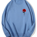 Red Rose Print Cotton Sweatshirt
