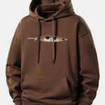 Zipper Cat Print Relax Fit Hoodie