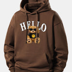Hello Sunglasses Bear Print Relax Fit Hoodie