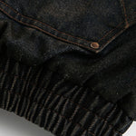 Boxy Faux Fur Collar Washed Denim Hooded Jacket
