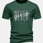 Regular Fit Never Give Up Print Cotton T-Shirt