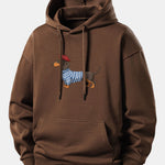 Dachshund Wearing Striped Sweater Print Relax Fit Hoodie