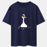 Sunglasses Goose Print Drop Shoulder Oversize T-Shirt