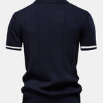 Contrast Trim Zipper Knit Polo Shirt