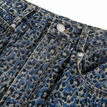 Leopard Print Washed Distressed Denim Baggy Pants