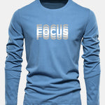 Long Sleeve Focus Print Cotton T-Shirt