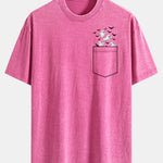 Pocket Bat Ghost Print Washed Distressed Drop Shoulder T-Shirt