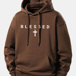 Blessed Cross Print Relax Fit Hoodie