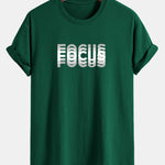 Regular Fit Focus Slogan Print Cotton T-Shirt