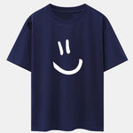 Smiley Face Print Drop Shoulder Oversize T-Shirt