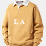 Los Angeles Print Contrast Polo Collar Sweatshirt