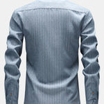 Long Sleeve Stripe Linen Look Button Up Shirt