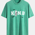Halloween Kind Ghost Print Washed Distressed Drop Shoulder T-Shirt