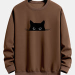 Black Cat Print Relax Fit Sweatshirt