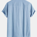 Linen Look Henley Collar Shirt & Linen Cotton Blend 11" Shorts
