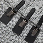 Leather Buckle Turtleneck Sweater