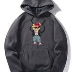 Hip Hop Style Bear Print Hoodie