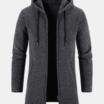 Long Line Textured Hooded Sweater