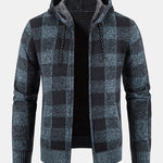 Plaid Zip Up Hooded Sweater