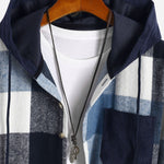 Relax Fit Flannel Plaid Corduroy Patchwork Hooded Shirt & Corduroy Jogger Pants