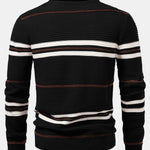 Striped Textured Zip Knit Polo Shirt