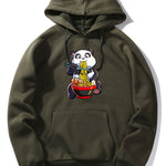 Panda Eating Ramen Print Hoodie
