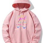 Gradient Dissolving Bear Print Drop Shoulder Relaxed Hoodie